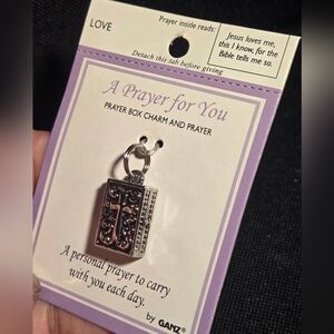 "Love Prayer" GANZ Jesus Loves Me Silver Prayer Box Charm Locket With Scroll